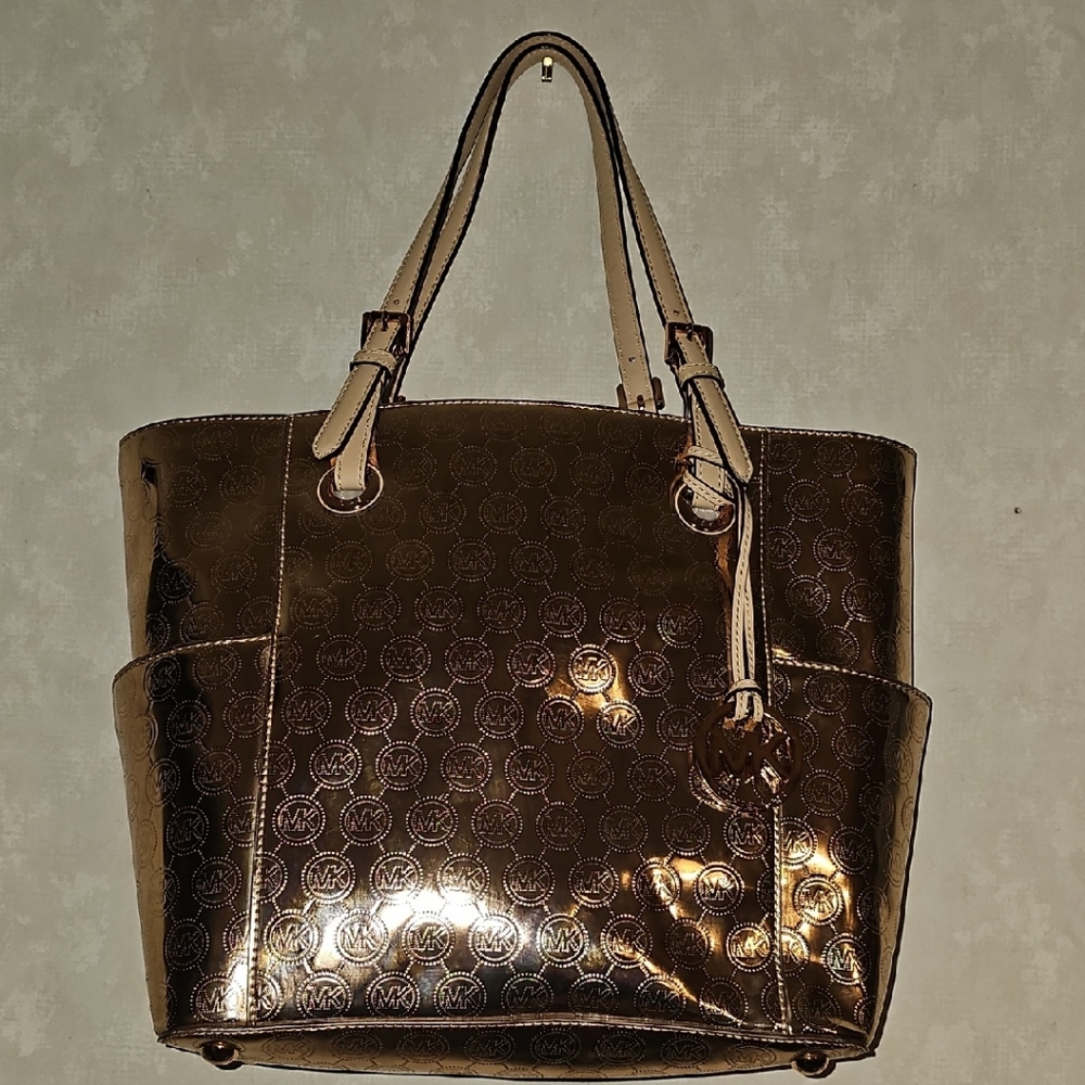 Michael Kors Shiny Bronze Rose Gold Tote